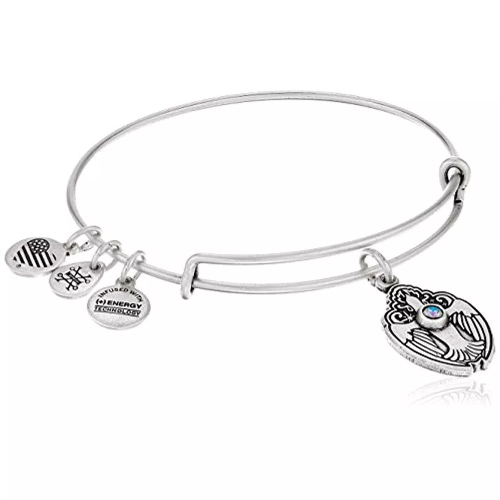 ALEX & ANI•crystal dove charm bangle bracelet NWT